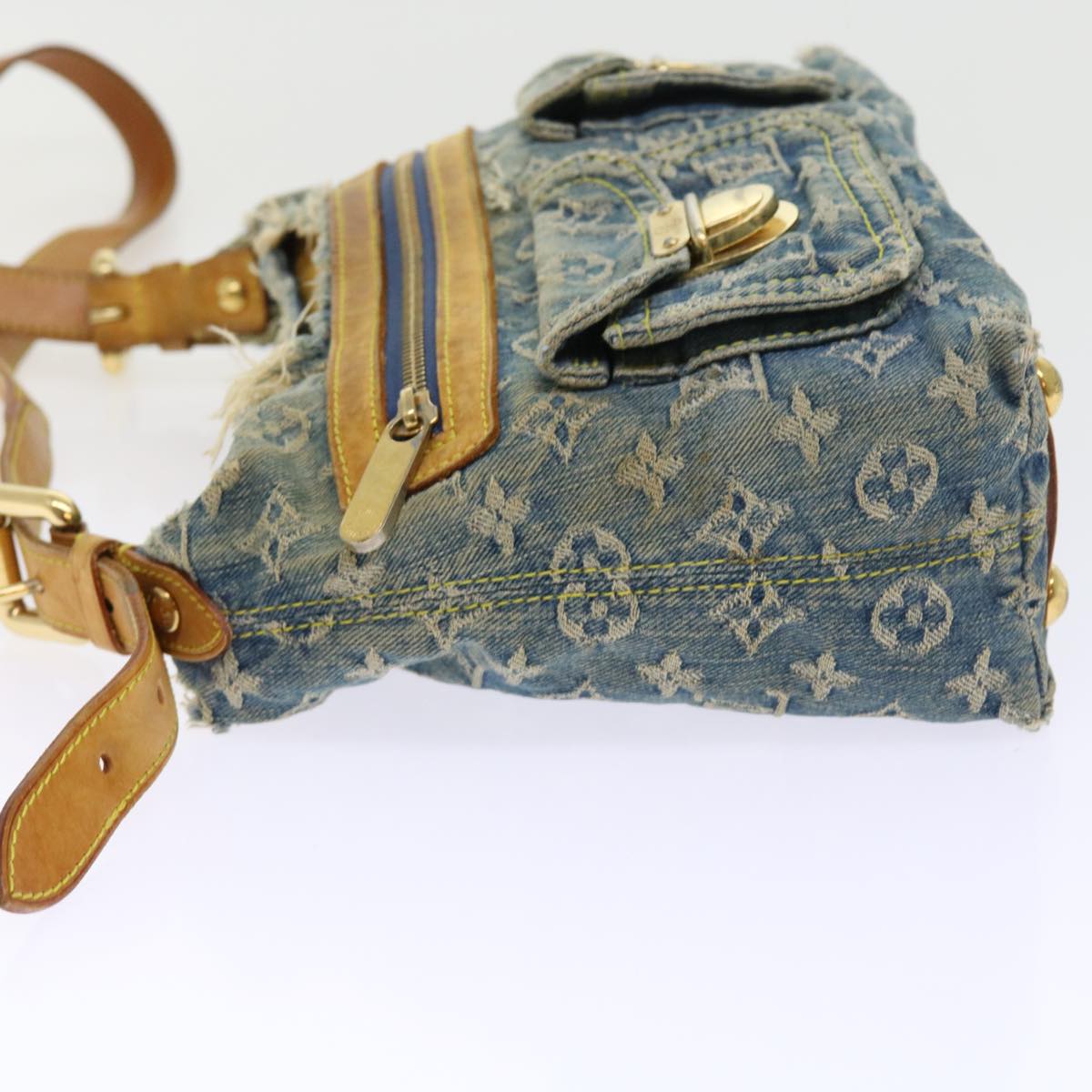 LOUIS VUITTON Monogram Denim Buggy PM Shoulder Bag Blue M95049 LV 56324