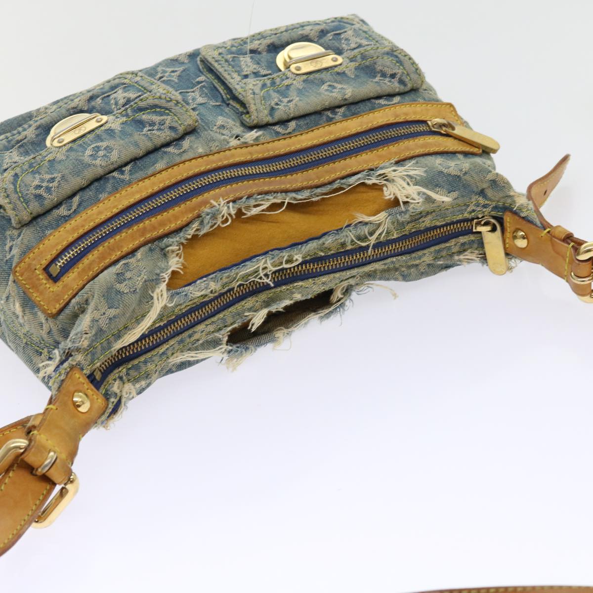 LOUIS VUITTON Monogram Denim Buggy PM Shoulder Bag Blue M95049 LV 56324