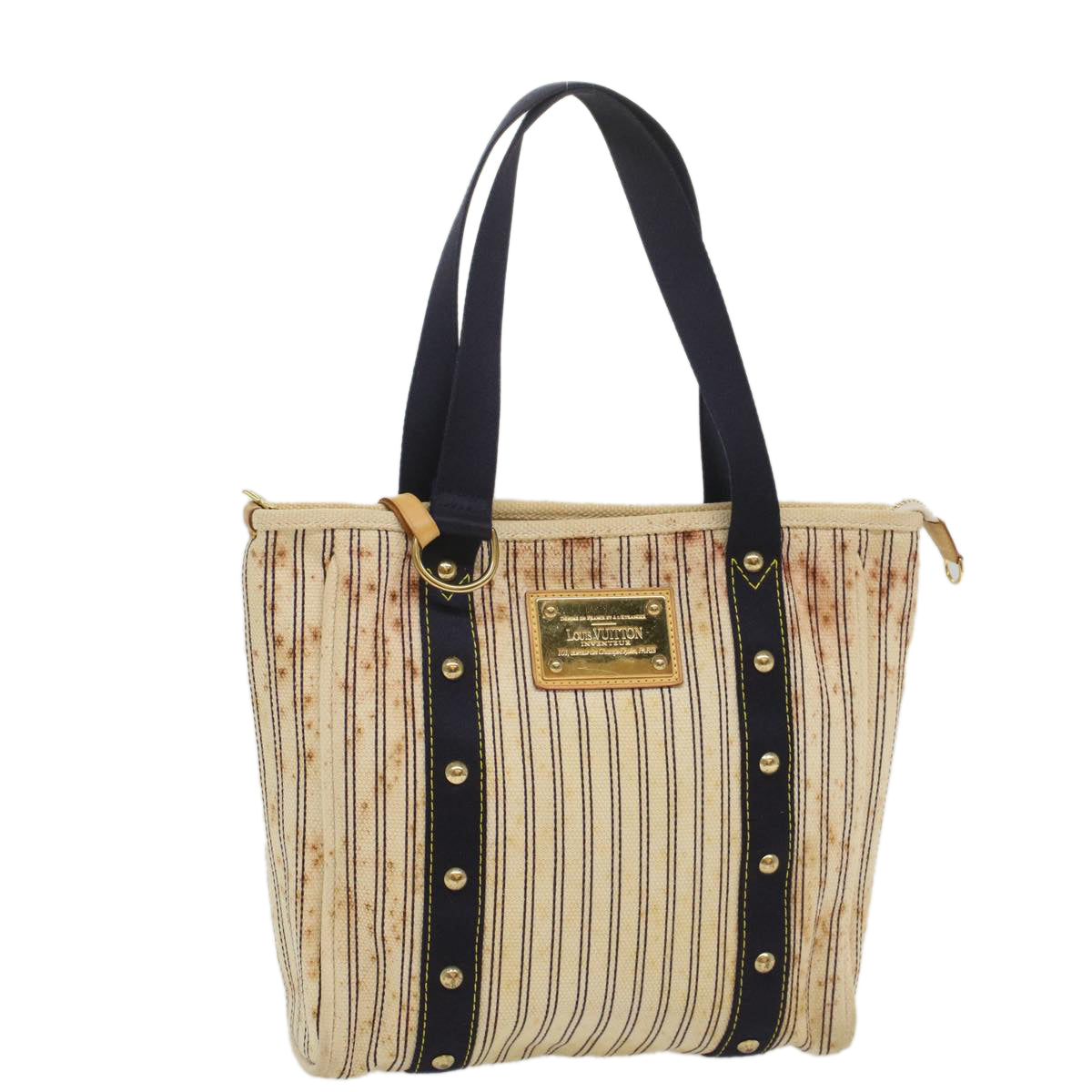 LOUIS VUITTON Antigua Cabas MM Tote Bag White Navy M40132 LV 56328
