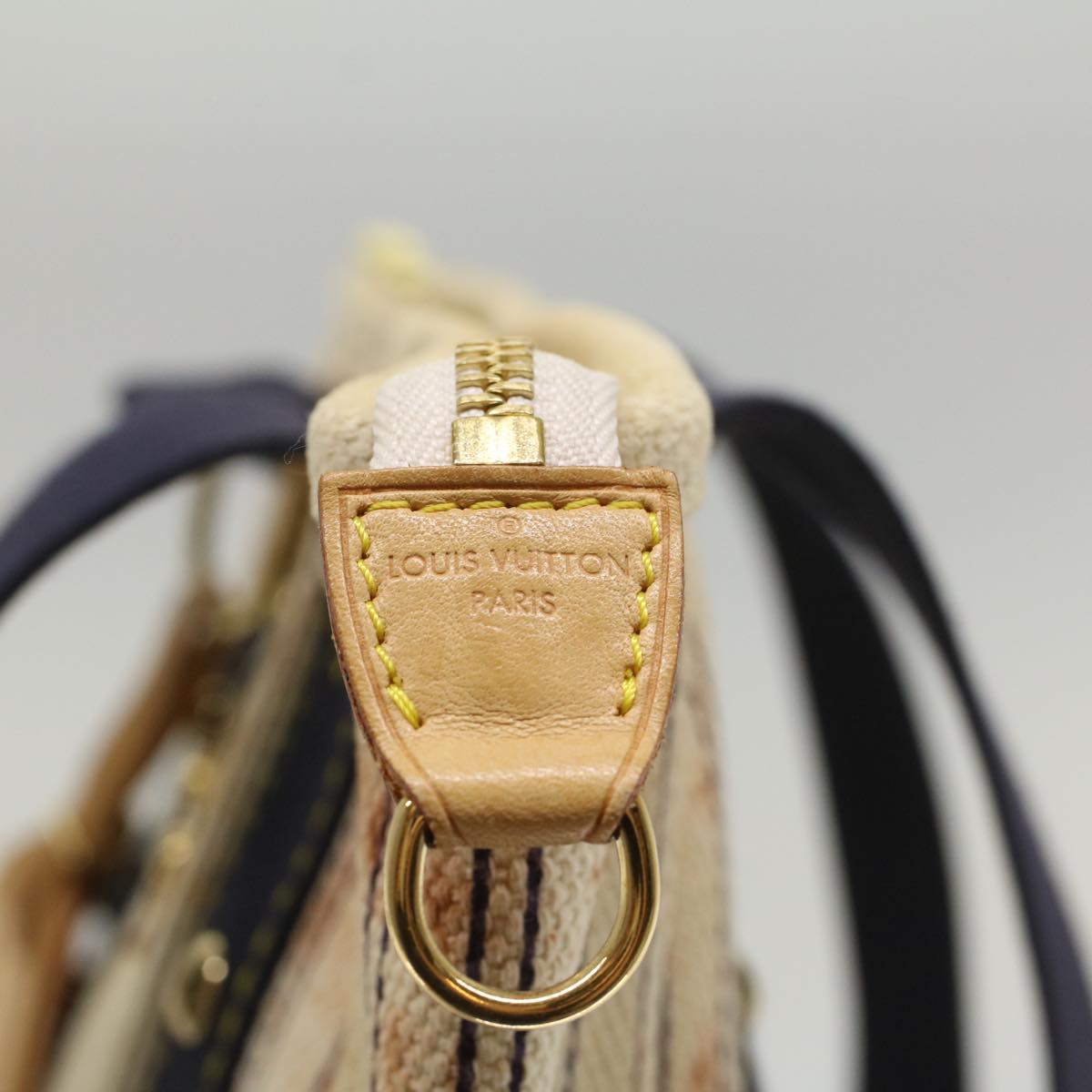 LOUIS VUITTON Antigua Cabas MM Tote Bag White Navy M40132 LV 56328