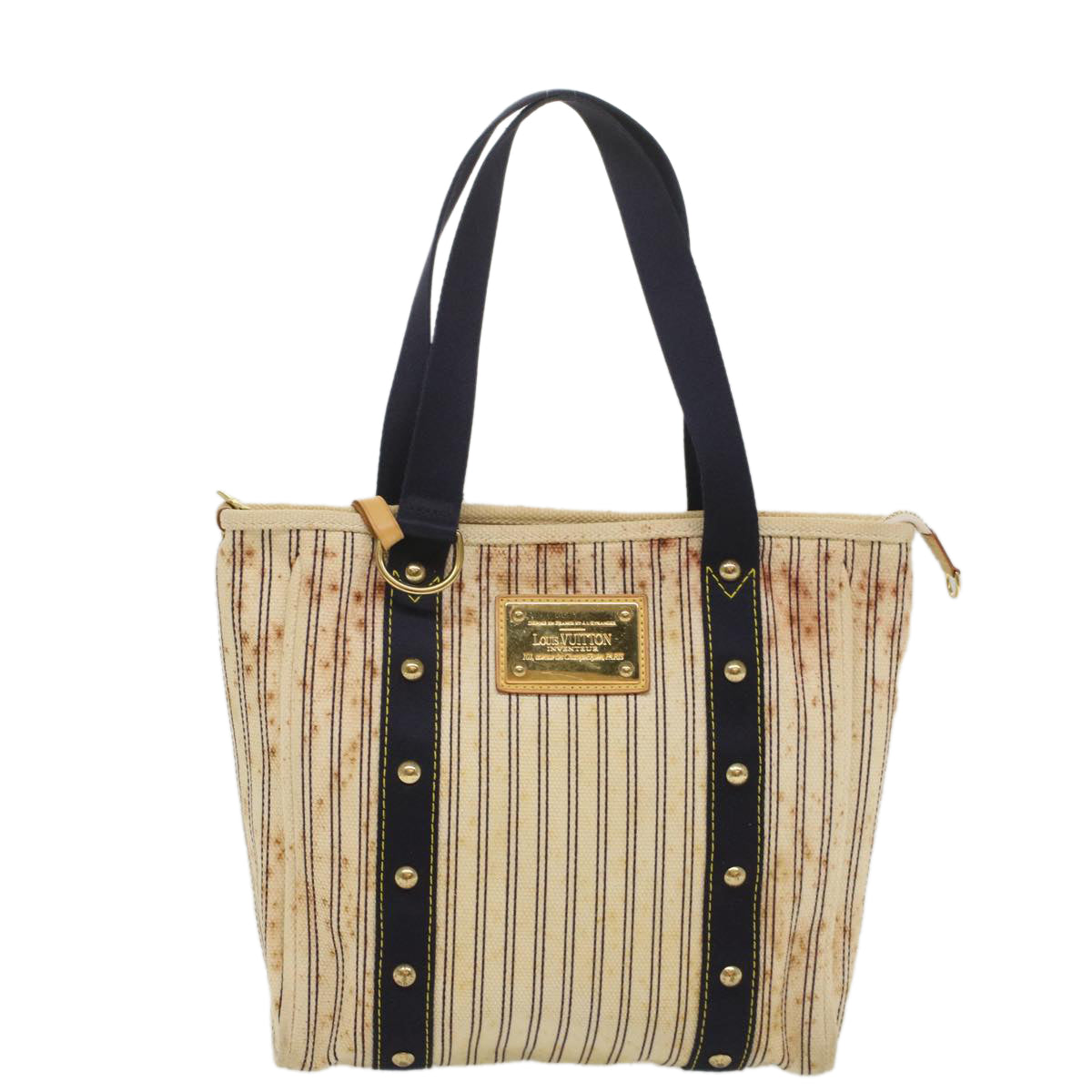 LOUIS VUITTON Antigua Cabas MM Tote Bag White Navy M40132 LV 56328