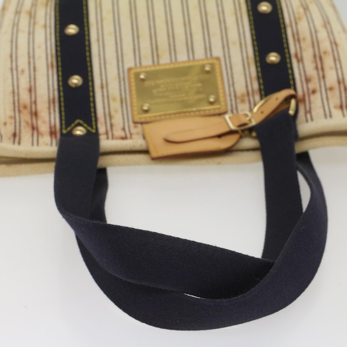 LOUIS VUITTON Antigua Cabas MM Tote Bag White Navy M40132 LV 56328