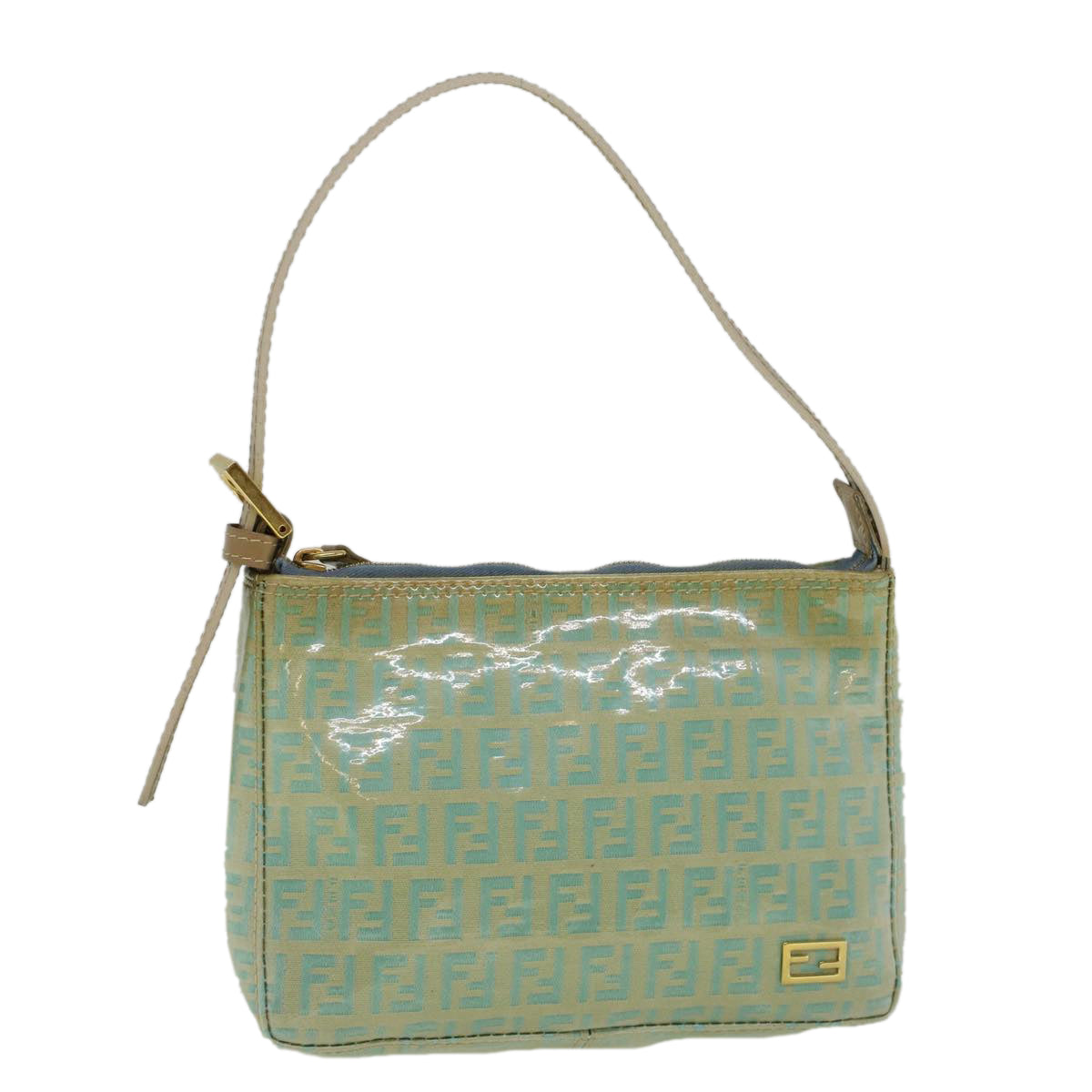 Luxury FendiZucchino Canvas Hand Bag Coated Canvas Light Blue56491