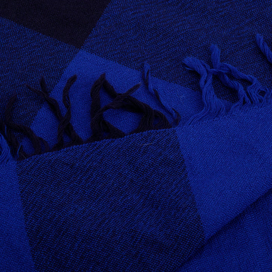 Burberry Blue Giant House Check Cashmere Silk Scarf