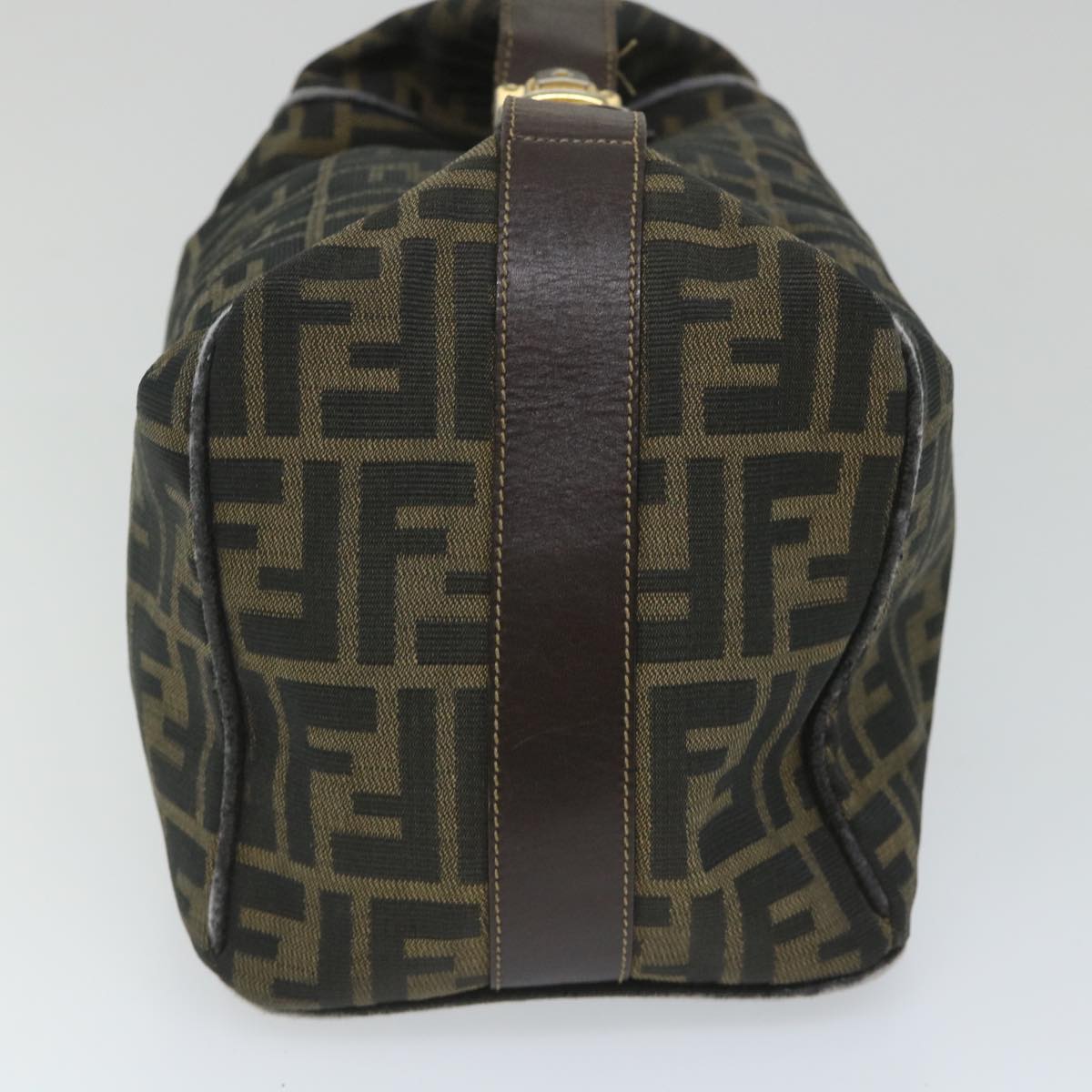 Luxury FendiZucca Canvas Vanity pouch Hand Bag Nylon Brown Black56583