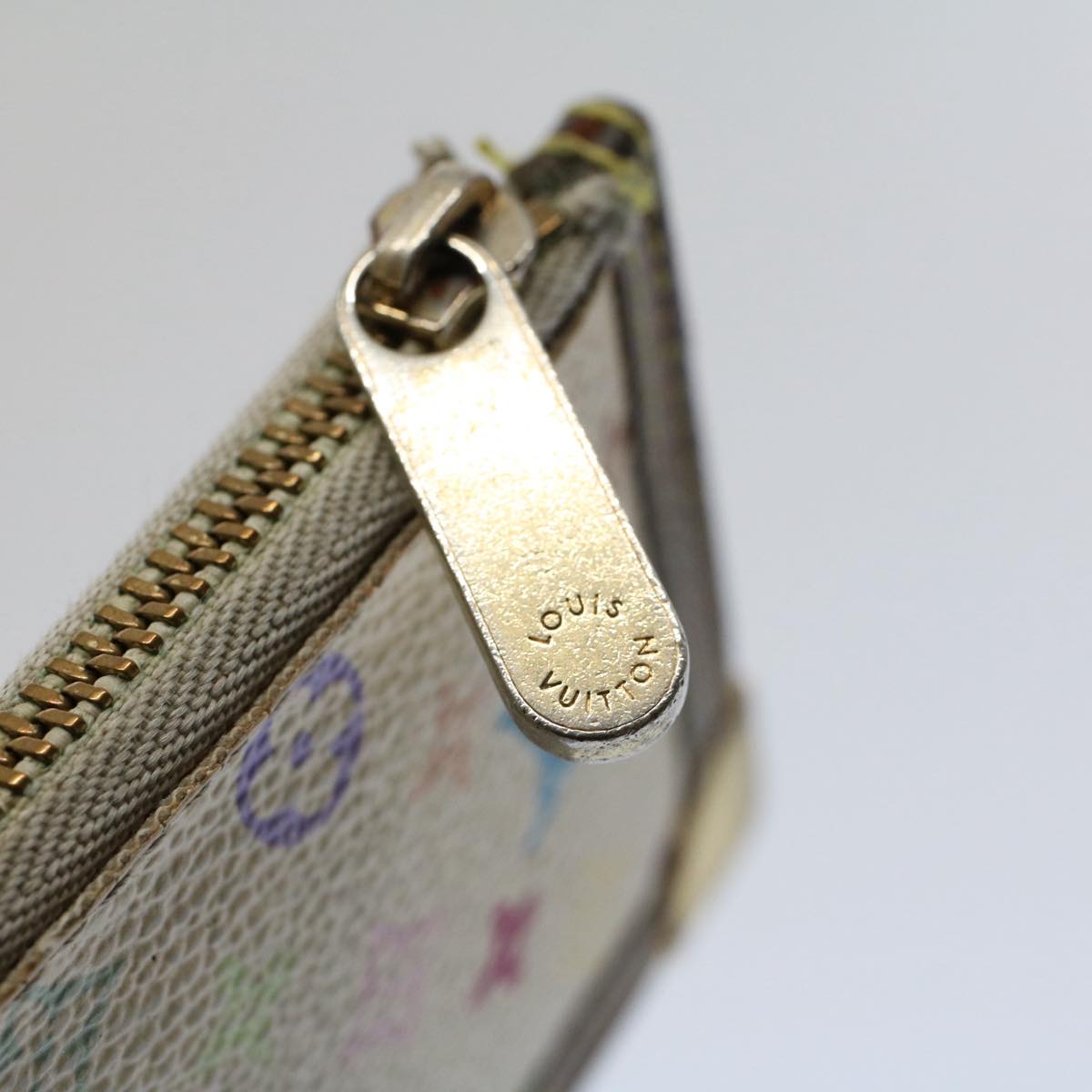 LOUIS VUITTON Monogram Multicolor Pochette Cles Purse White M92655 56609