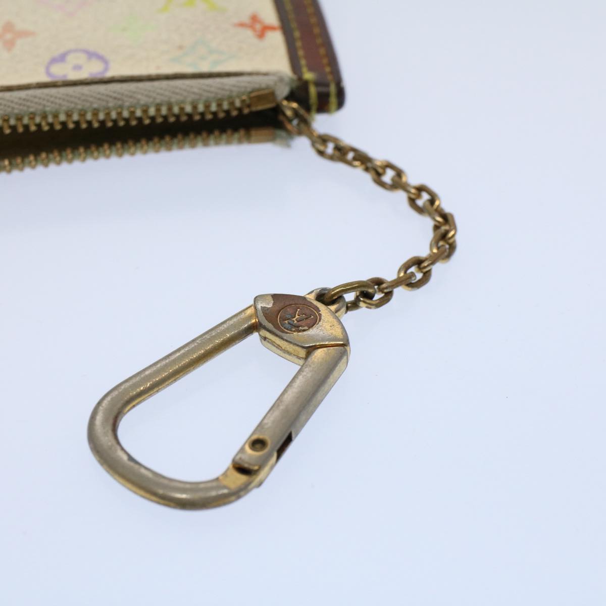 LOUIS VUITTON Monogram Multicolor Pochette Cles Purse White M92655 56609