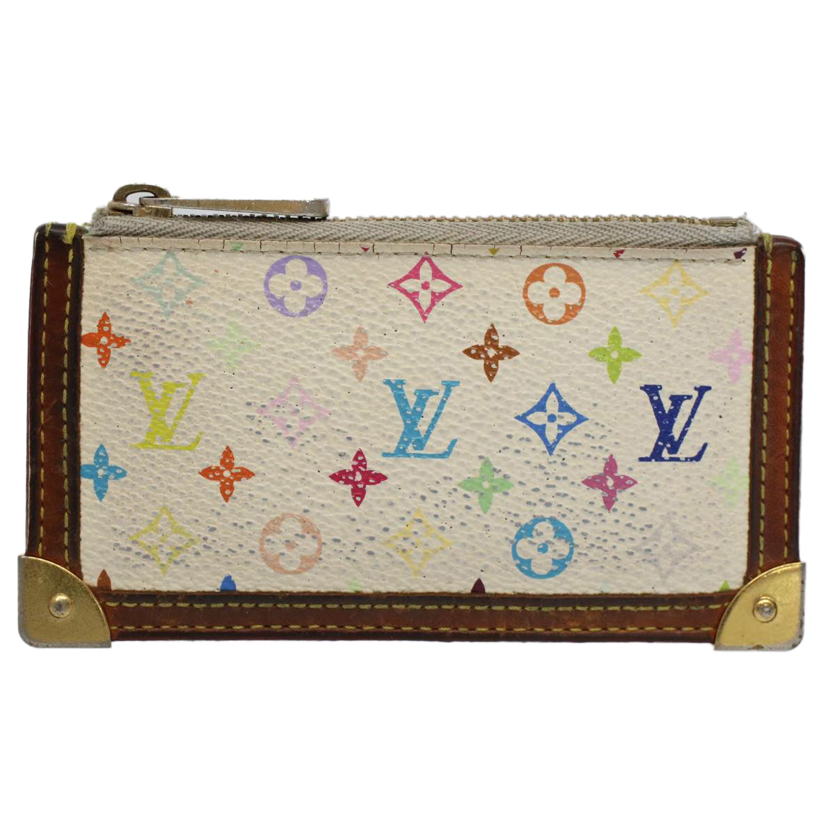LOUIS VUITTON Monogram Multicolor Pochette Cles Purse White M92655 56609