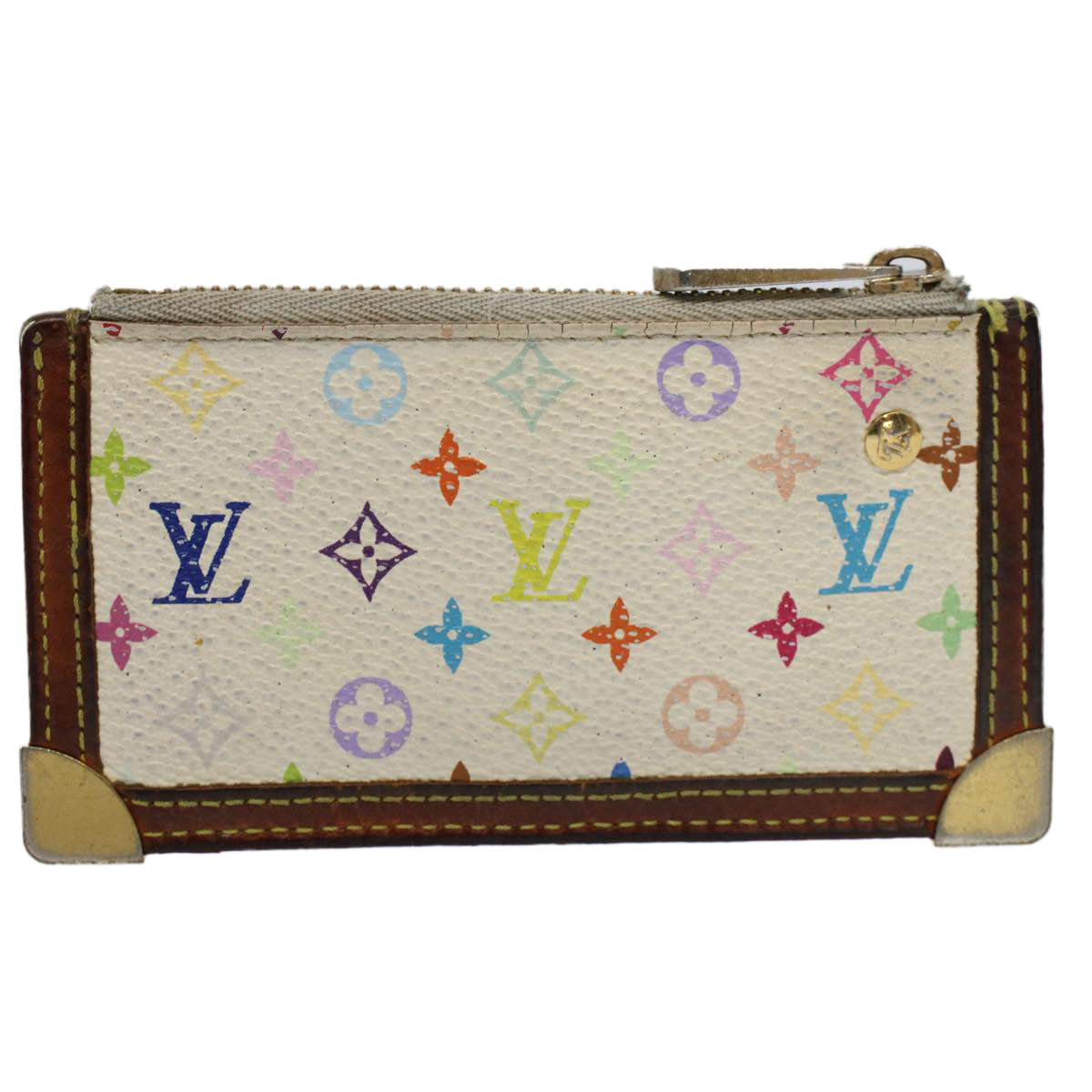 LOUIS VUITTON Monogram Multicolor Pochette Cles Purse White M92655 56609