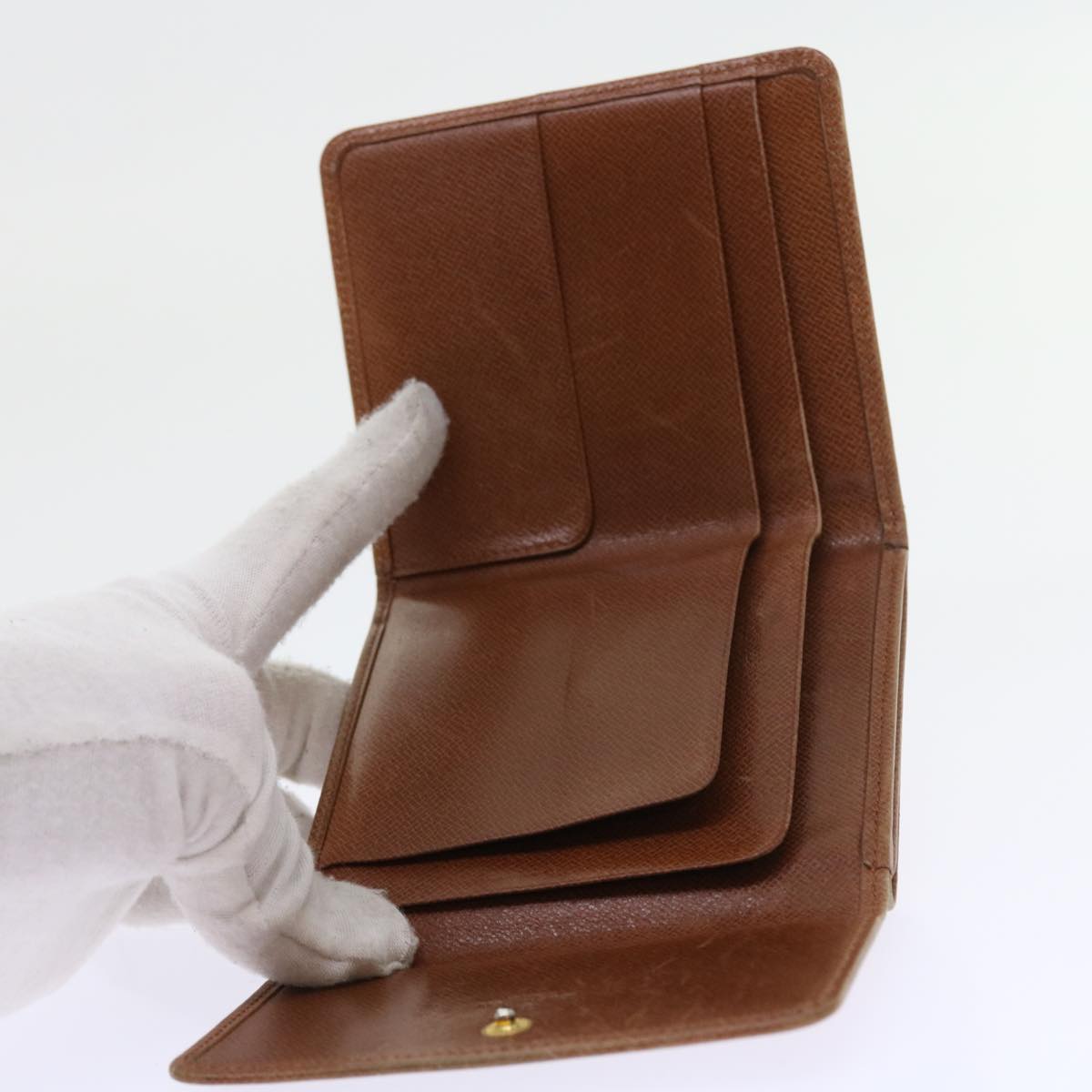 LOUIS VUITTON Bifold Wallet Leather Brown LV 56641