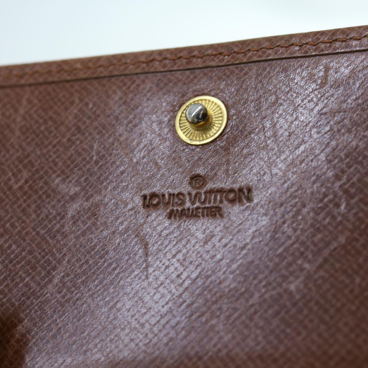 LOUIS VUITTON Bifold Wallet Leather Brown LV 56641
