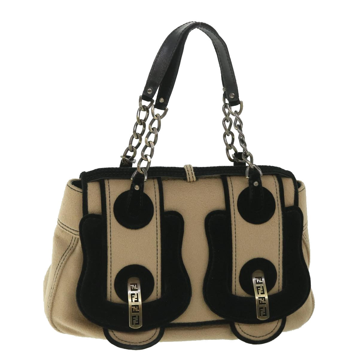 Luxury FendiShoulder Bag Cotton Beige Black56685