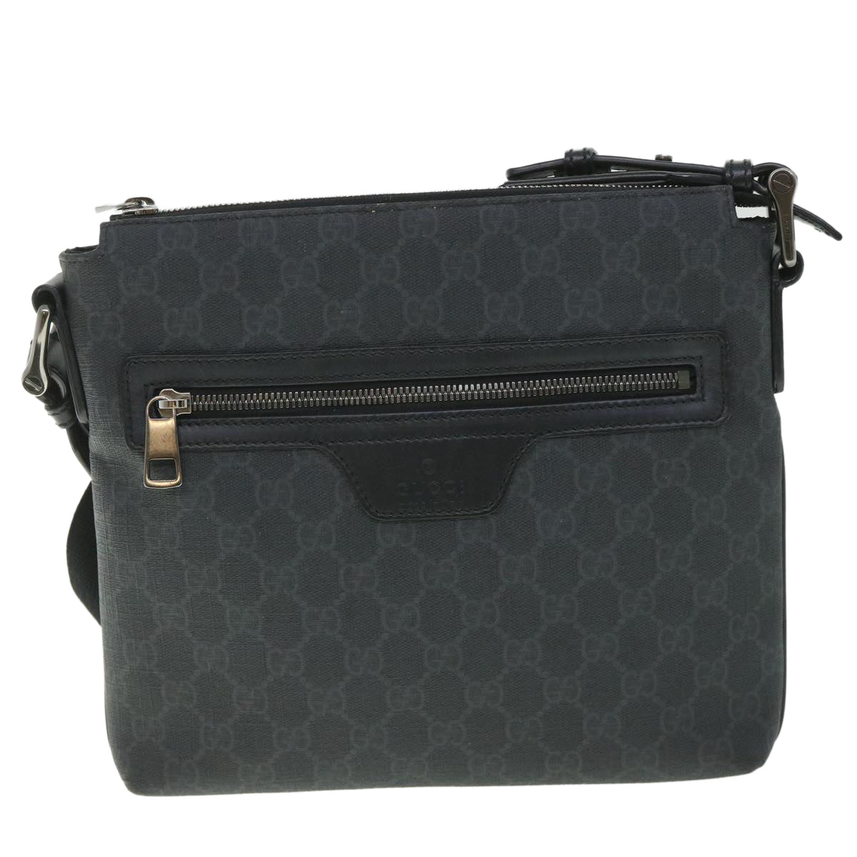 GUCCI GG Supreme Shoulder Bag PVC Leather Black 387514  56688