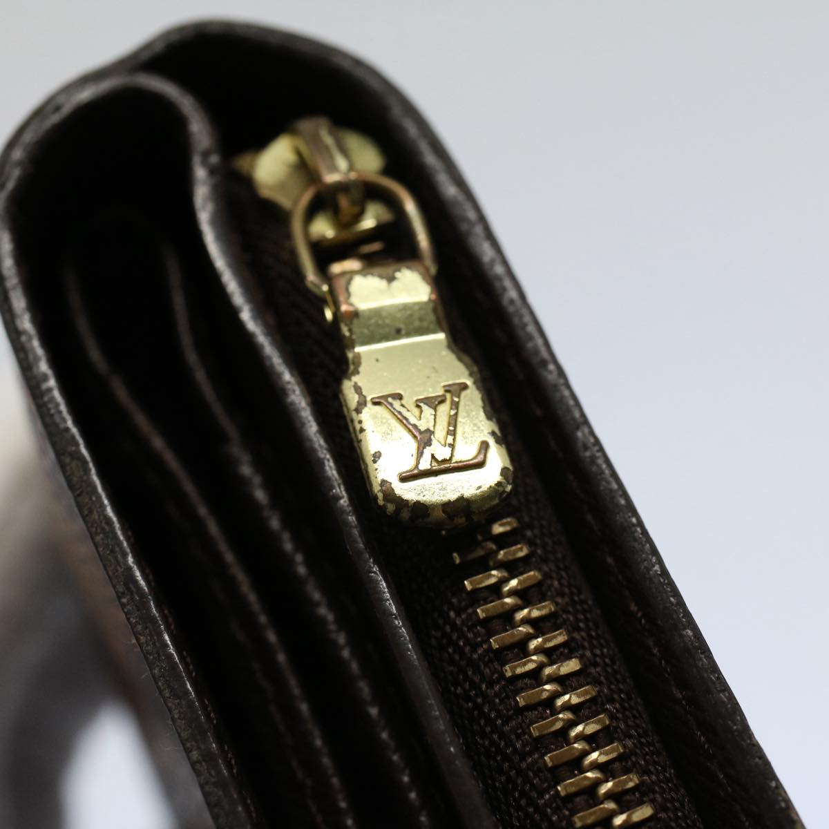 LOUIS VUITTON Damier Ebene Compact Zip Wallet N61668 LV 56693