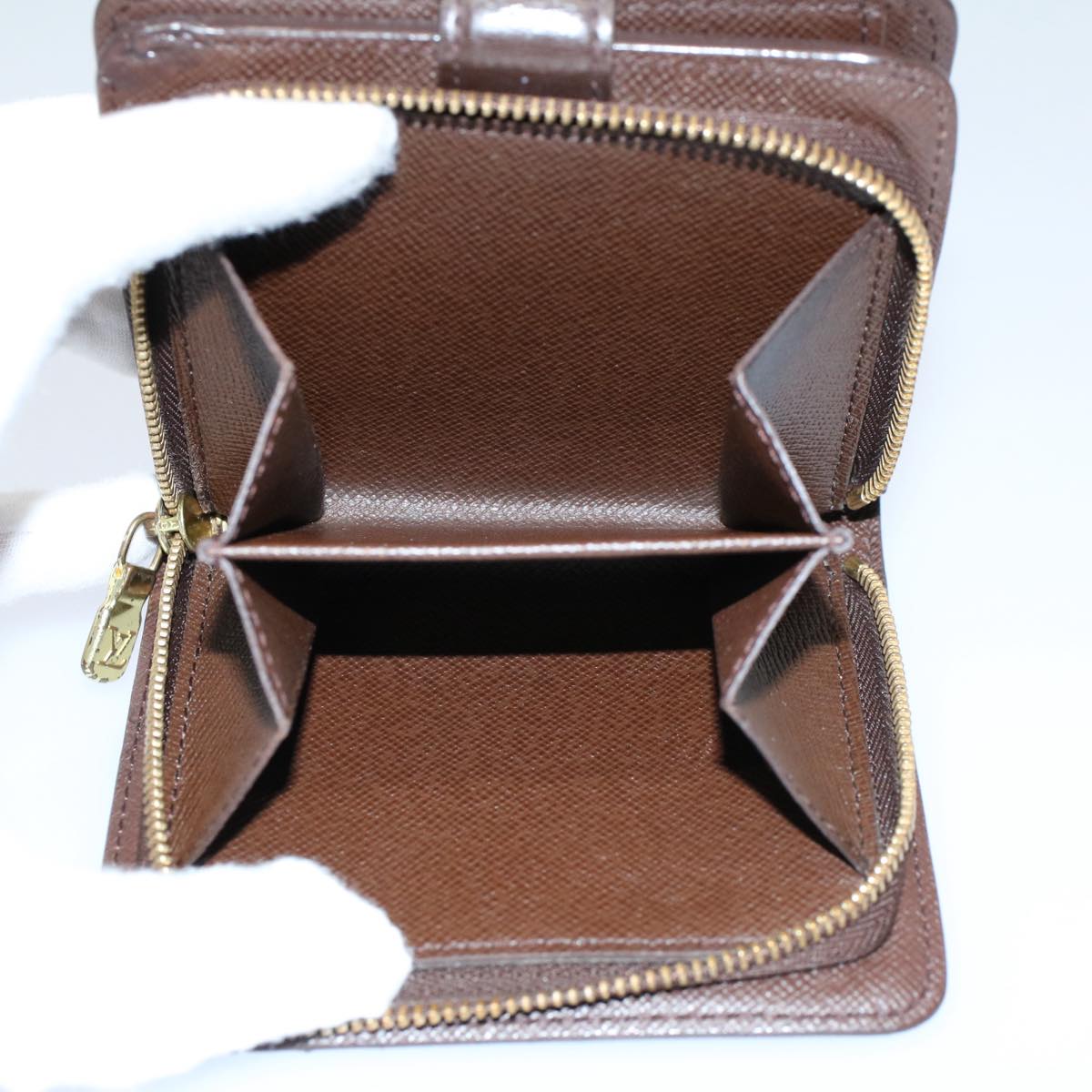 LOUIS VUITTON Damier Ebene Compact Zip Wallet N61668 LV 56693