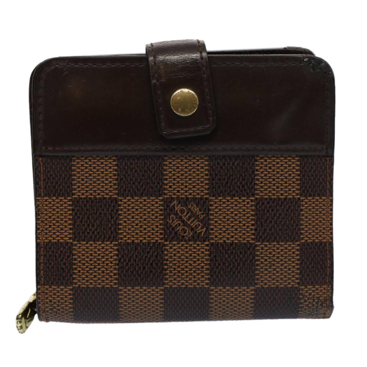 LOUIS VUITTON Damier Ebene Compact Zip Wallet N61668 LV 56693