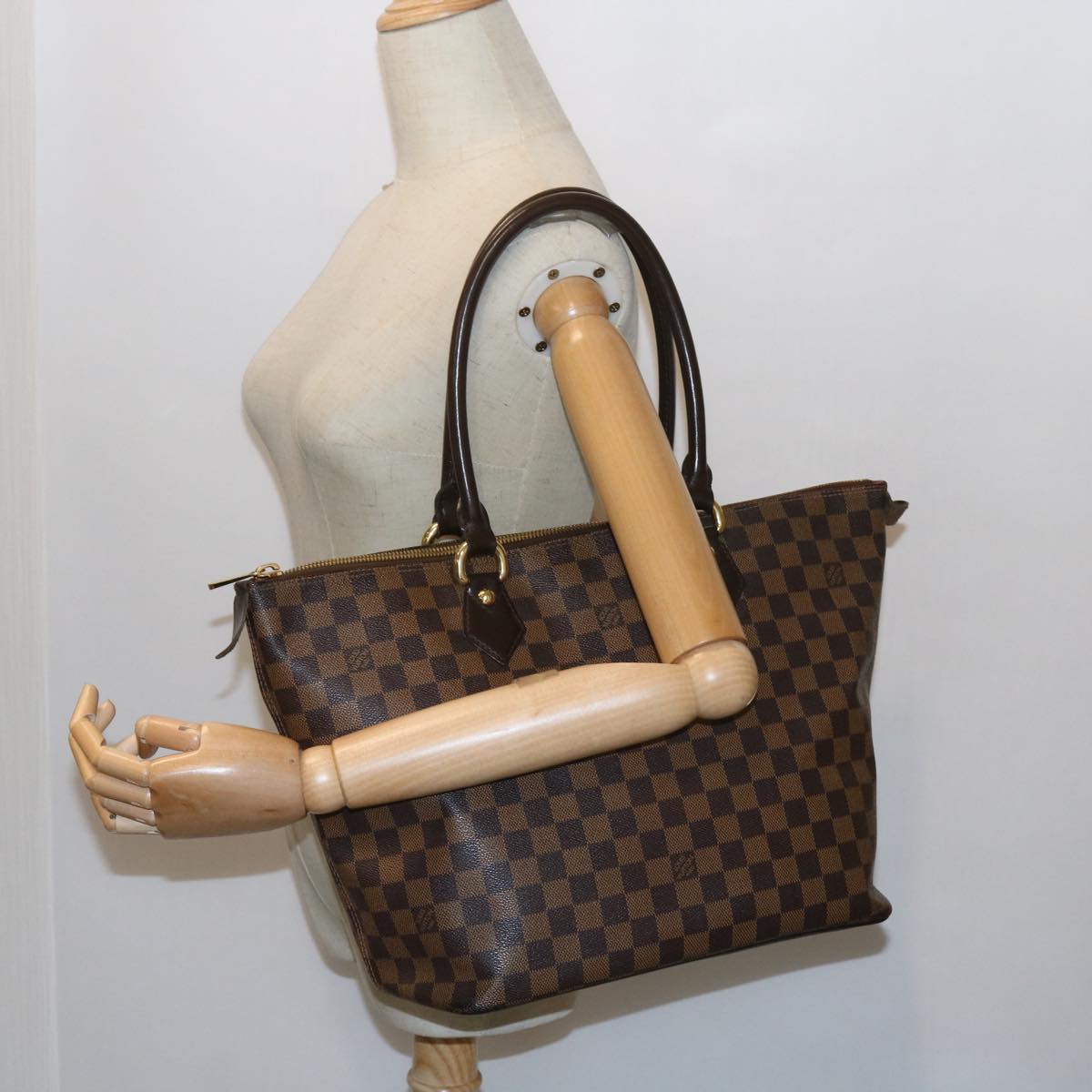 LOUIS VUITTON Damier Ebene Saleya MM Tote Bag N51182 LV 56751