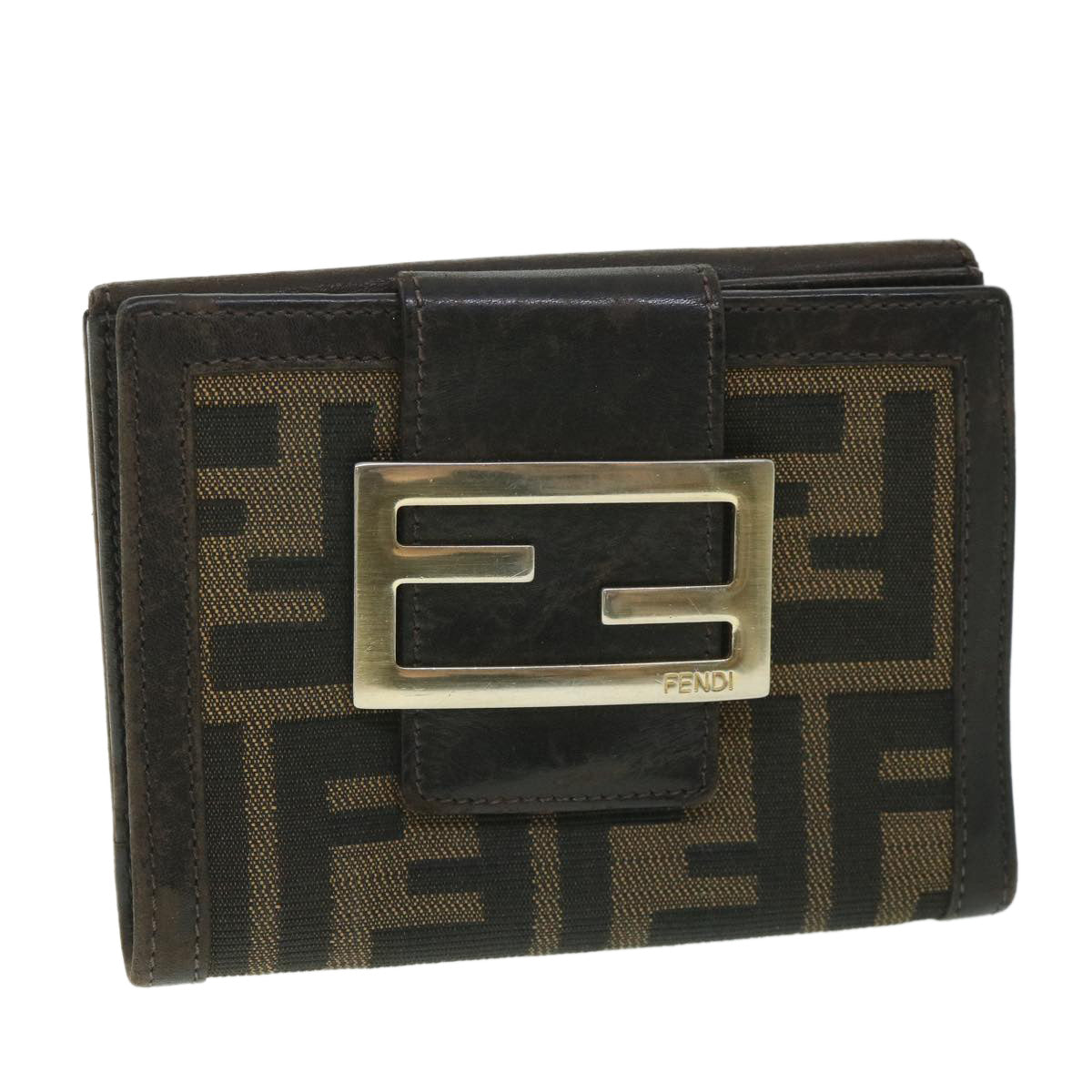 Luxury FendiZucca Canvas Wallet Black Brown56791