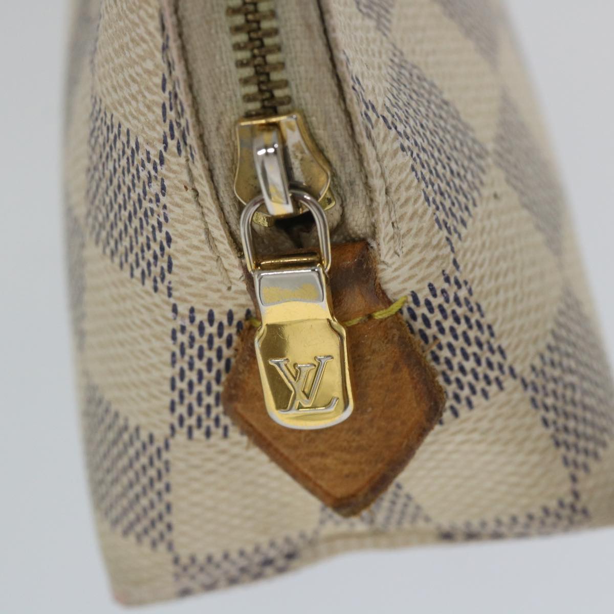 LOUIS VUITTON Damier Azur Pochette Cosmetic PM Pouch N60024 LV 56809