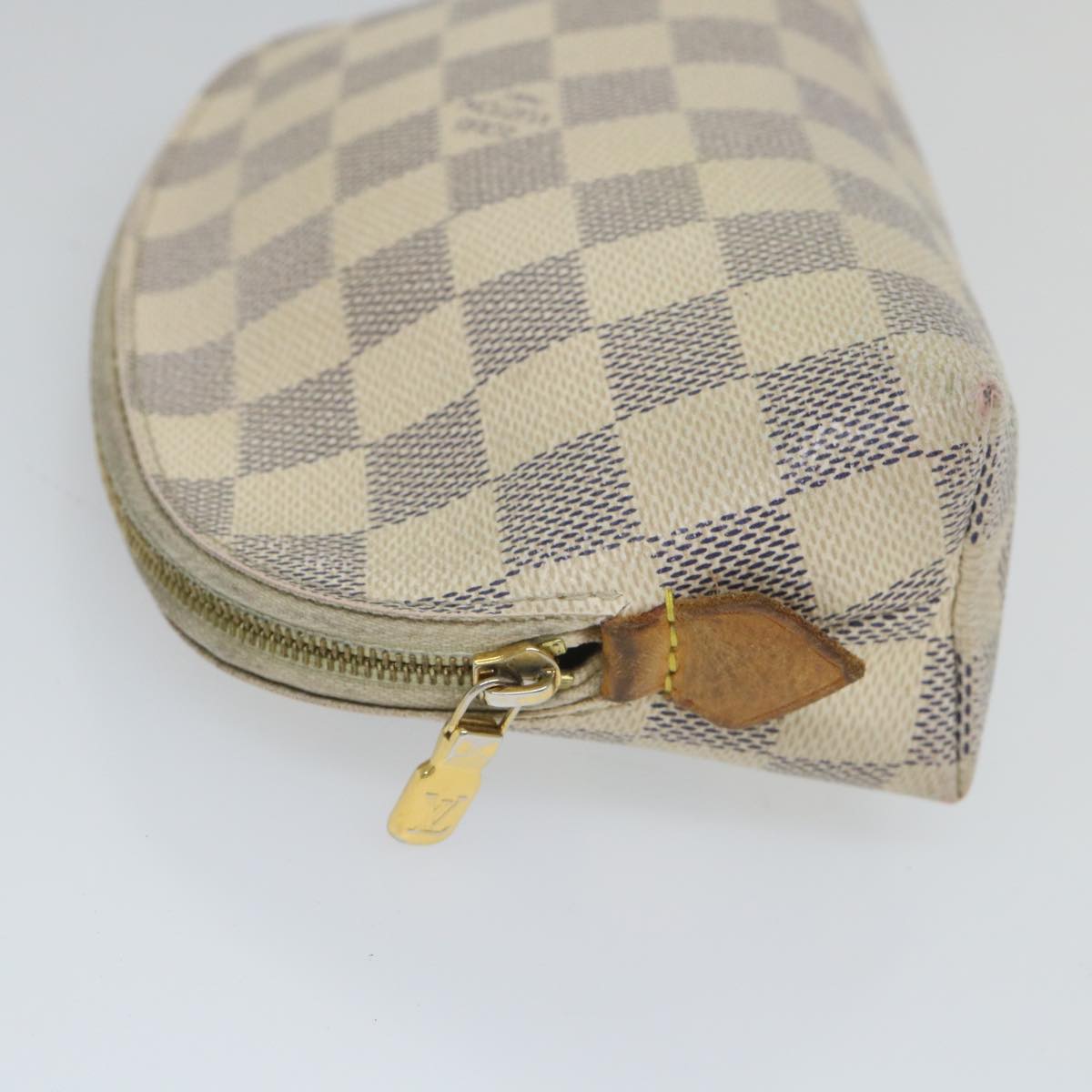 LOUIS VUITTON Damier Azur Pochette Cosmetic PM Pouch N60024 LV 56809
