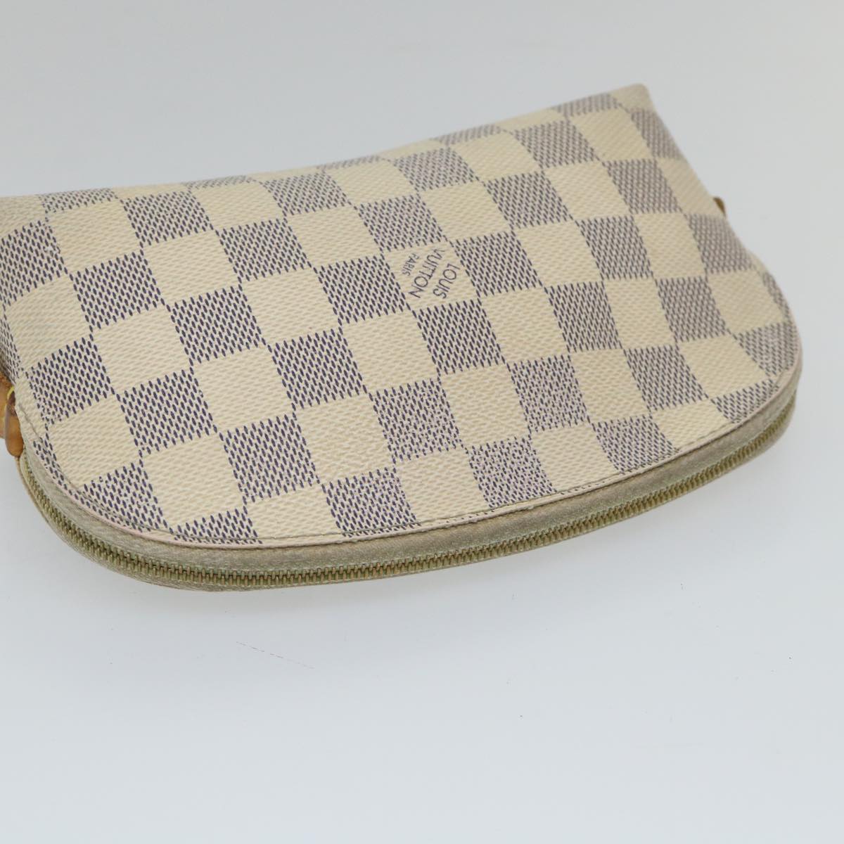 LOUIS VUITTON Damier Azur Pochette Cosmetic PM Pouch N60024 LV 56809