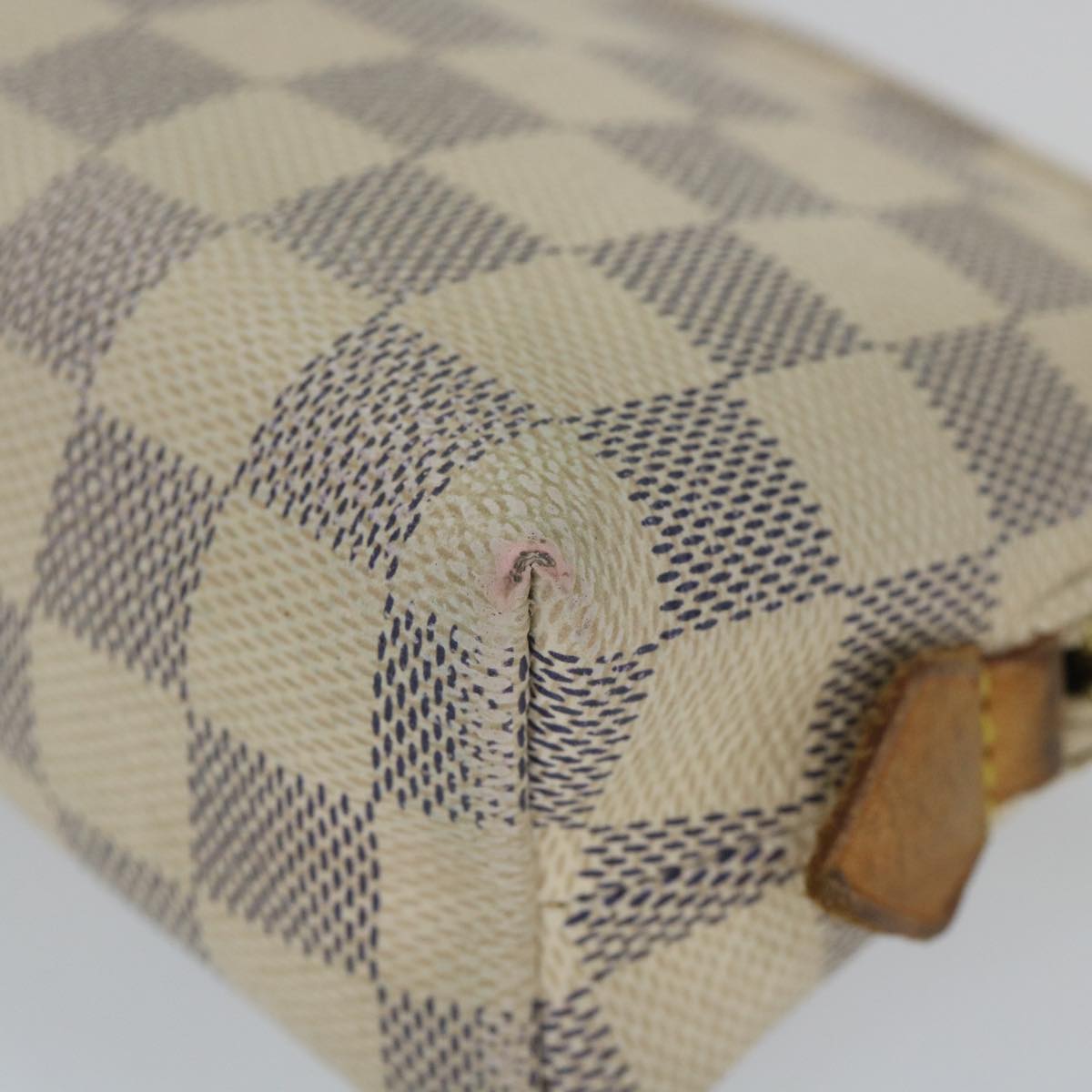 LOUIS VUITTON Damier Azur Pochette Cosmetic PM Pouch N60024 LV 56809