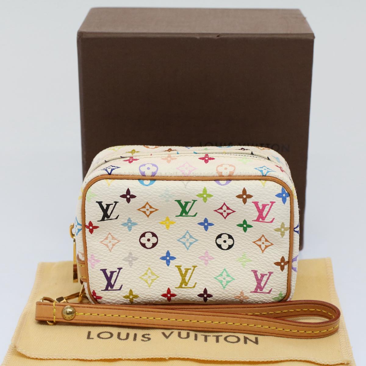 LOUIS VUITTON Monogram Multicolor Trousse Wapity Pouch White M58033 56958