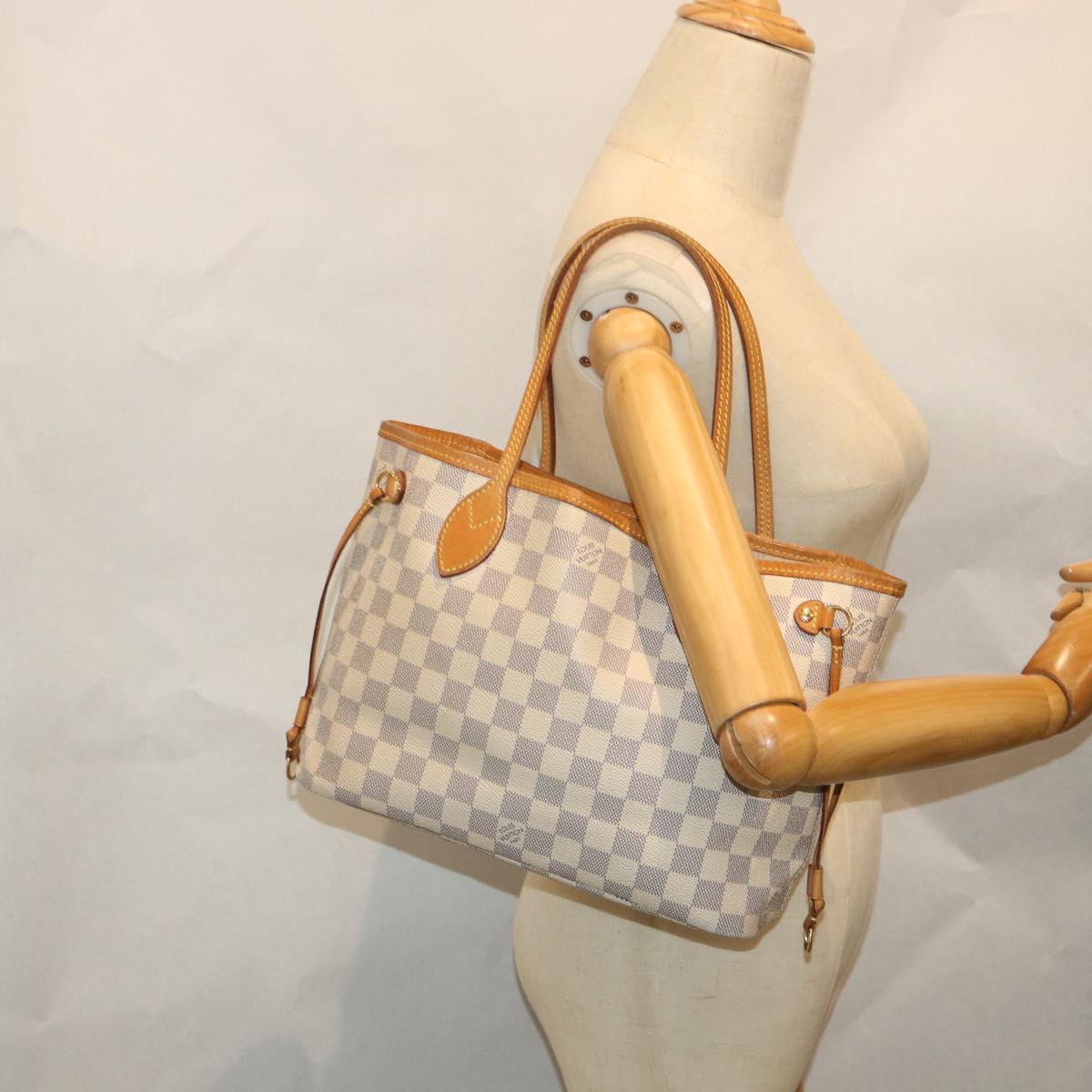LOUIS VUITTON Damier Azur Neverfull PM Tote Bag N41362 LV 56980