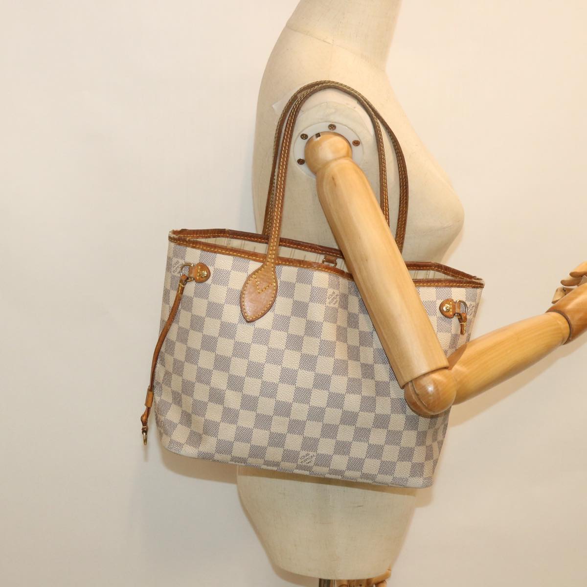 LOUIS VUITTON Damier Azur Neverfull PM Tote Bag N41362 LV 56981