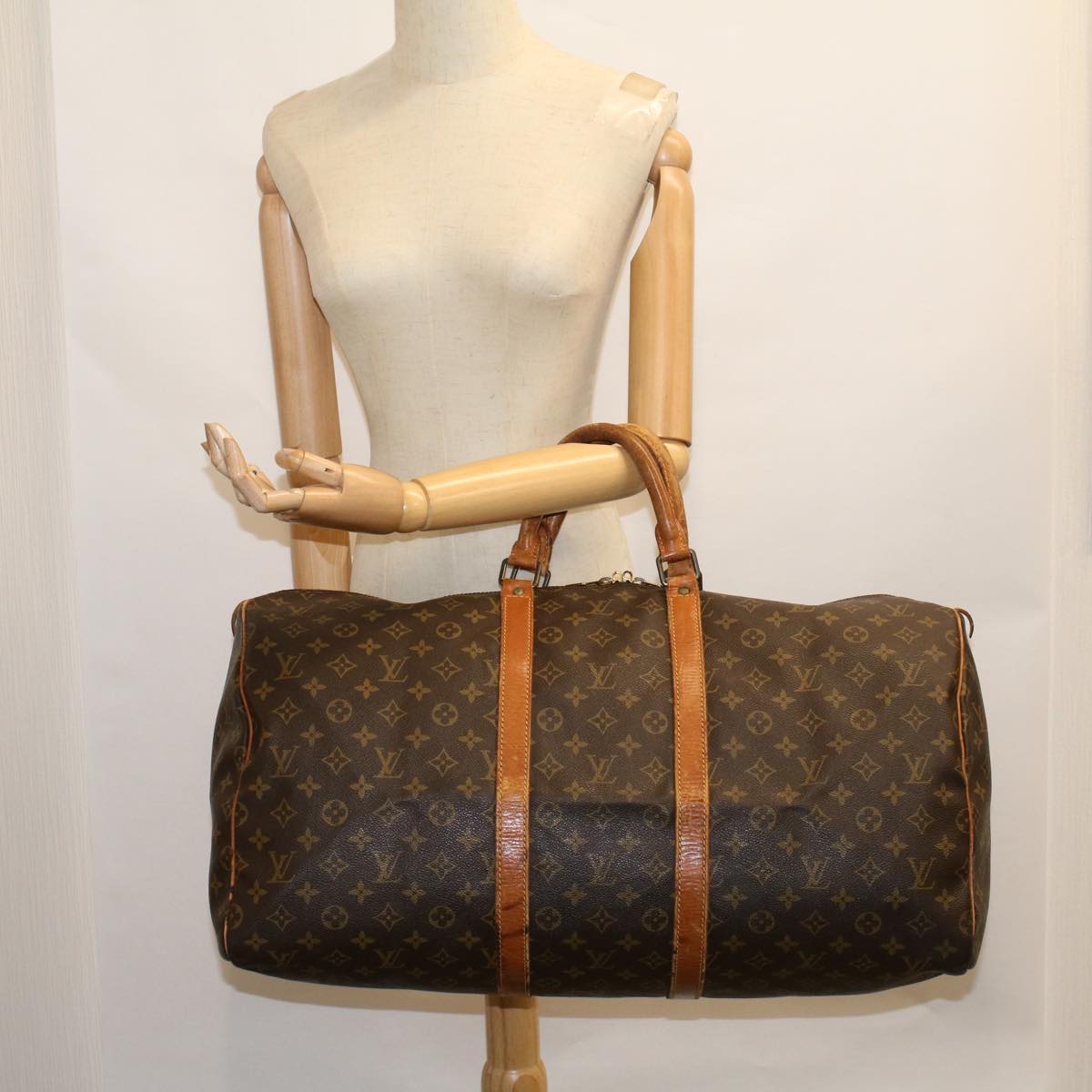 LOUIS VUITTON Monogram Keepall 55 Boston Bag M41424 LV 56989