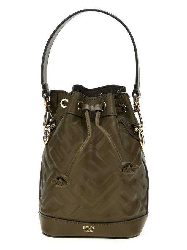 Luxury Fendi Mon Tresor FF Motif Leather Mini Bucket Bag Green