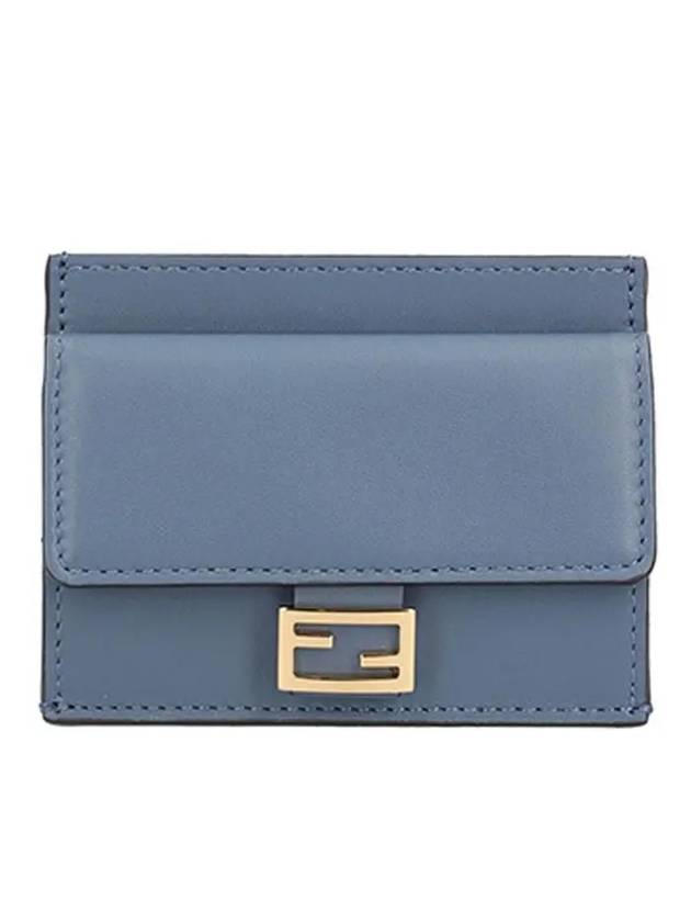 Luxury Fendi FF Baguette Flap Card Wallet Blue