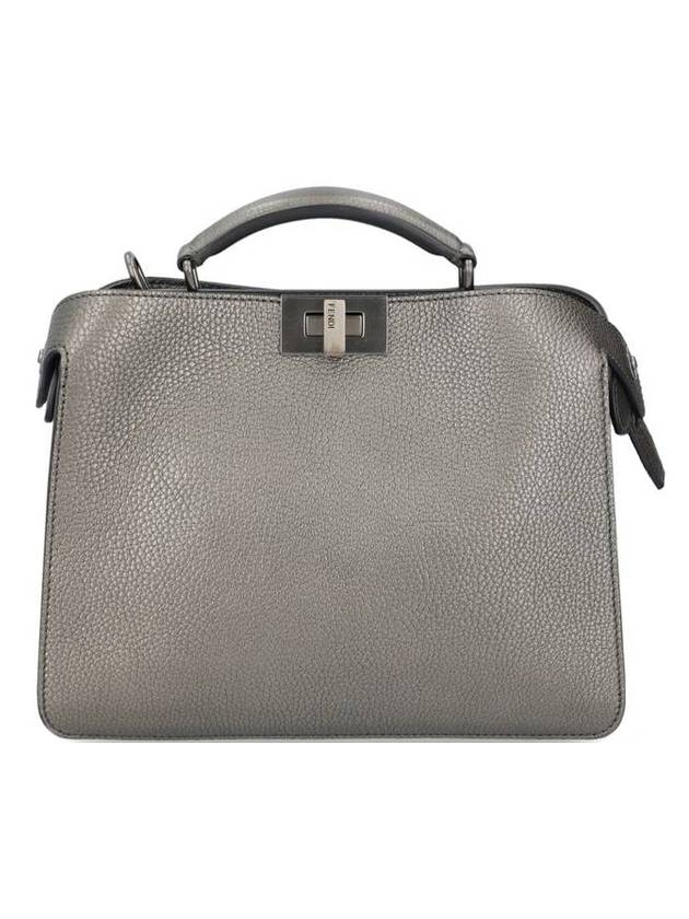 Luxury Fendi Peekaboo ISeeU Mini Leather Tote Bag Grey