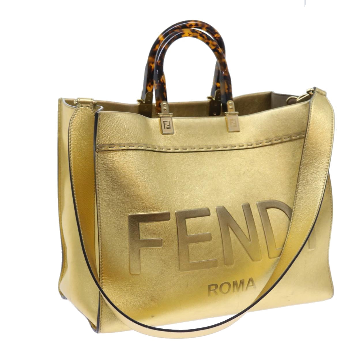 Luxury FendiShoulder Bag Leather Gold57059