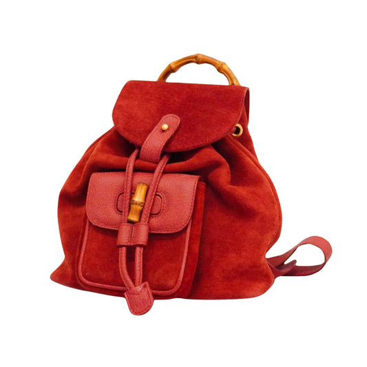 Gucci Bamboo  Suede Backpack Bag ()