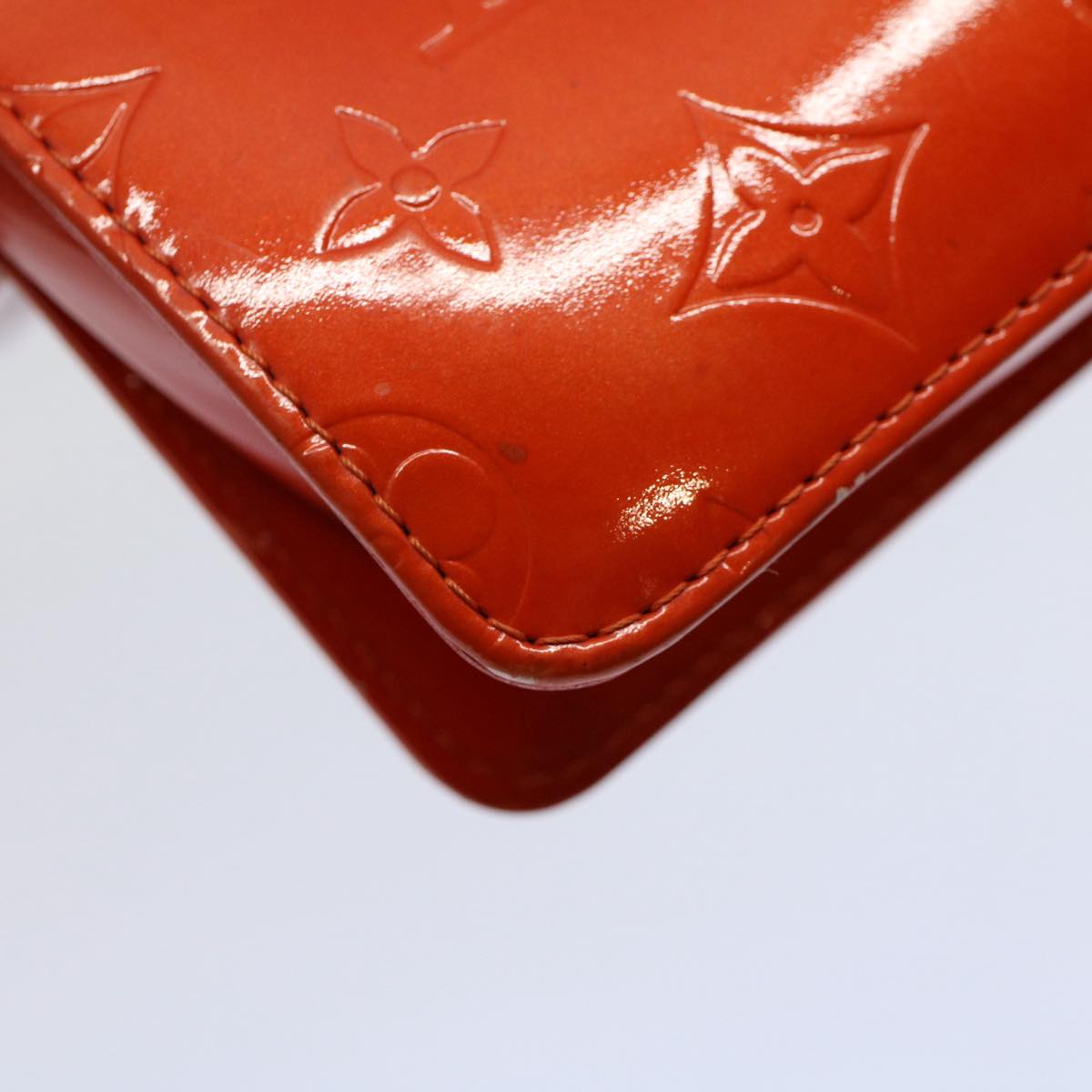 LOUIS VUITTON Monogram Vernis Motto Accessory Pouch Orange LV 57102