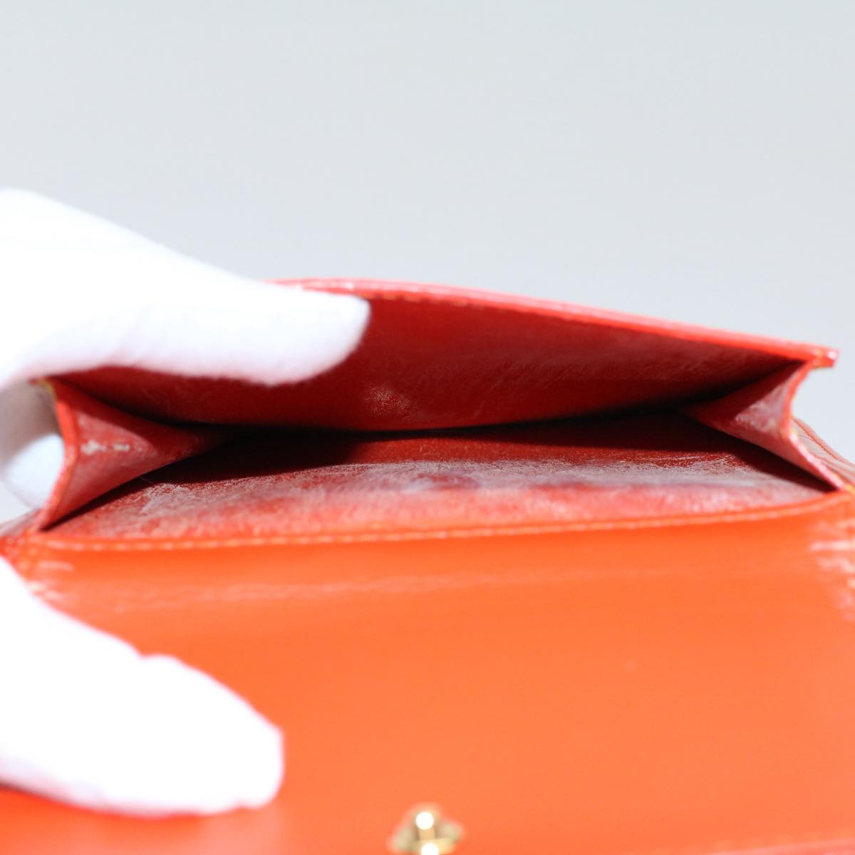 LOUIS VUITTON Monogram Vernis Motto Accessory Pouch Orange LV 57102