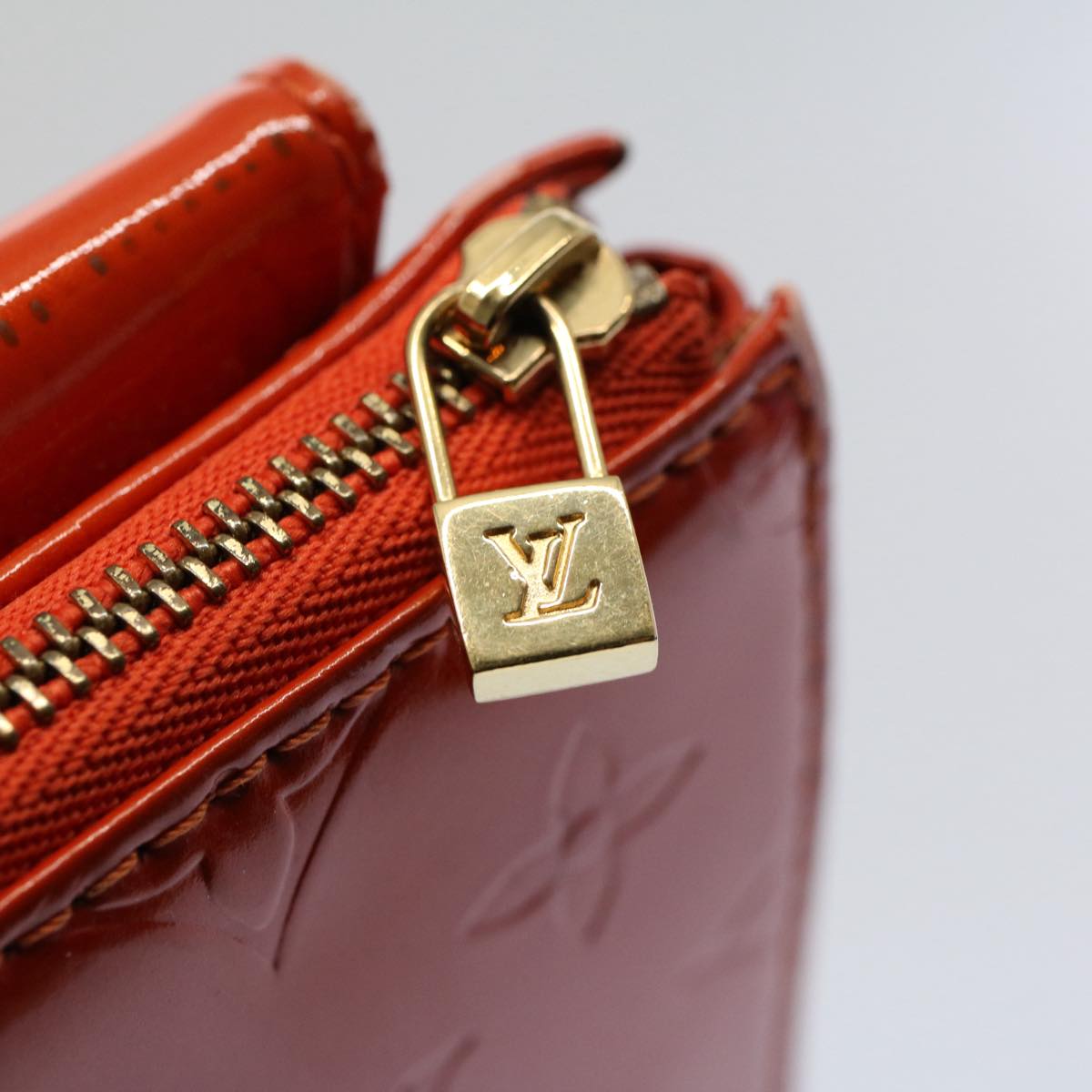 LOUIS VUITTON Monogram Vernis Motto Accessory Pouch Orange LV 57102