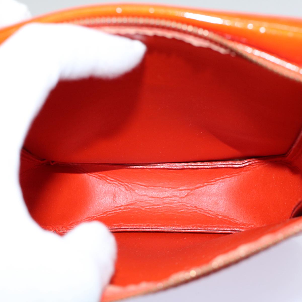 LOUIS VUITTON Monogram Vernis Motto Accessory Pouch Orange LV 57102