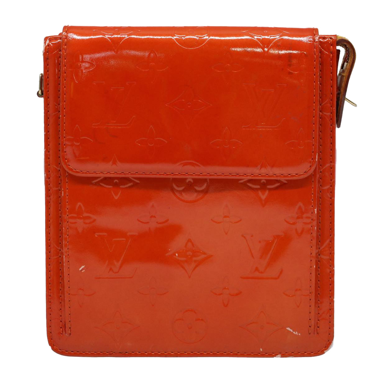 LOUIS VUITTON Monogram Vernis Motto Accessory Pouch Orange LV 57102