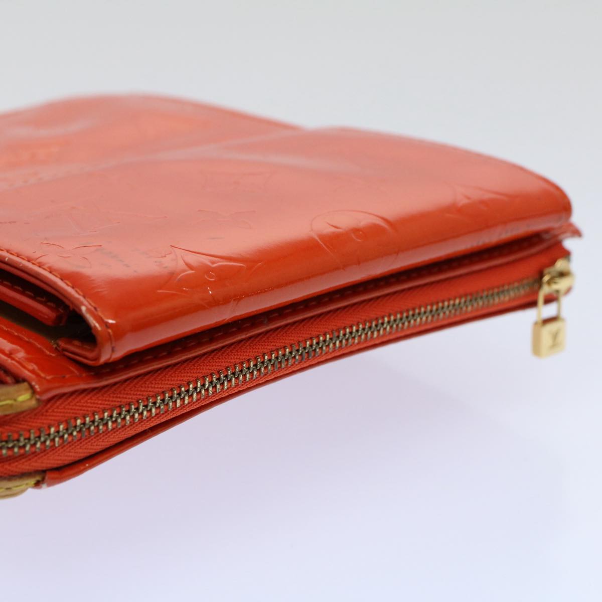 LOUIS VUITTON Monogram Vernis Motto Accessory Pouch Orange LV 57102