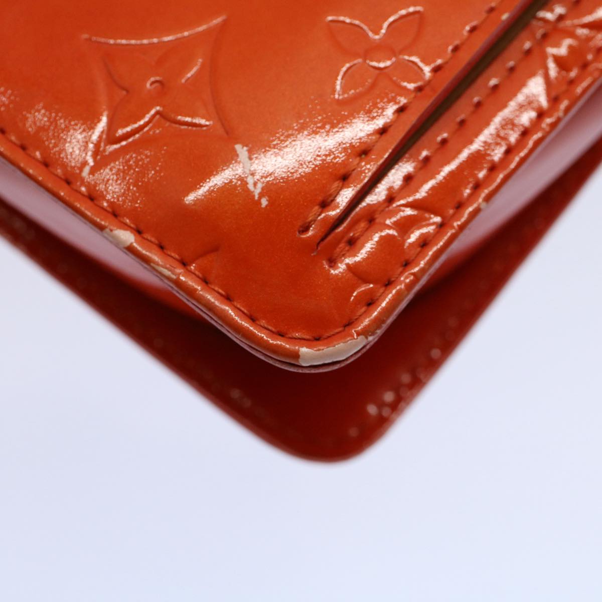 LOUIS VUITTON Monogram Vernis Motto Accessory Pouch Orange LV 57102