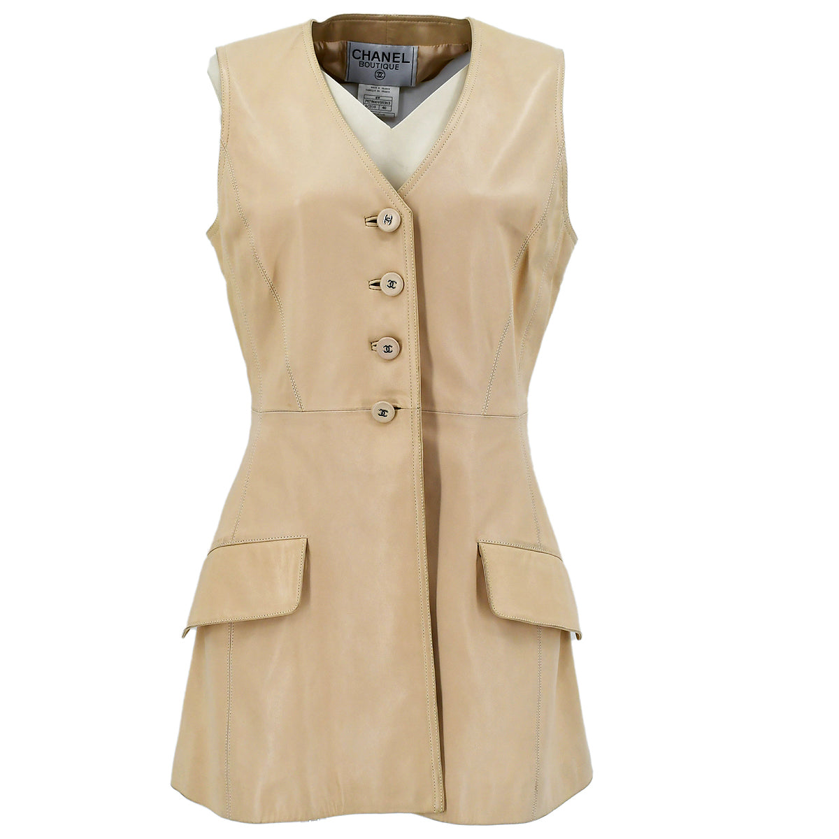 Luxury Chanel 97P #40 Vest Jacket Beige