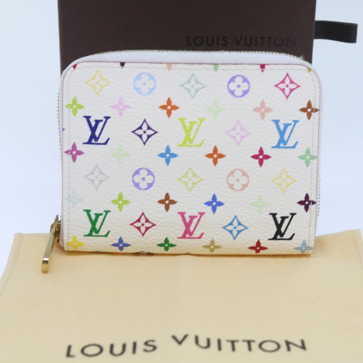 LOUIS VUITTON Monogram Multicolor Zippy Coin Purse White M66548 LV 57138