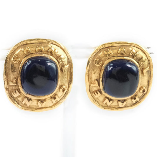 Chanel Vintage Blue Gold Earrings