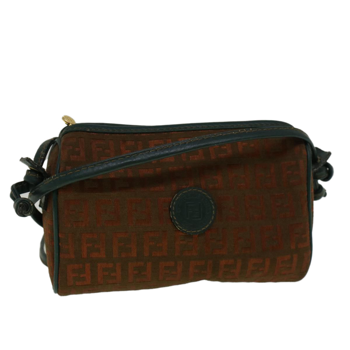 Luxury FendiZucchino Canvas Shoulder Bag Brown Green57556