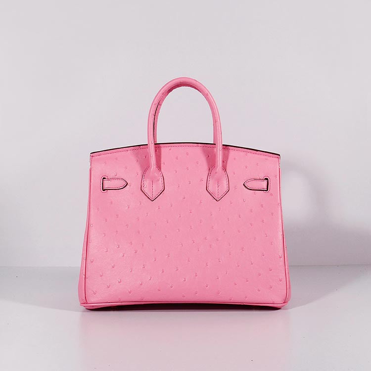 Luxury Hermes Birkin 30cm Ostrich Leather With Strap Pink Gold