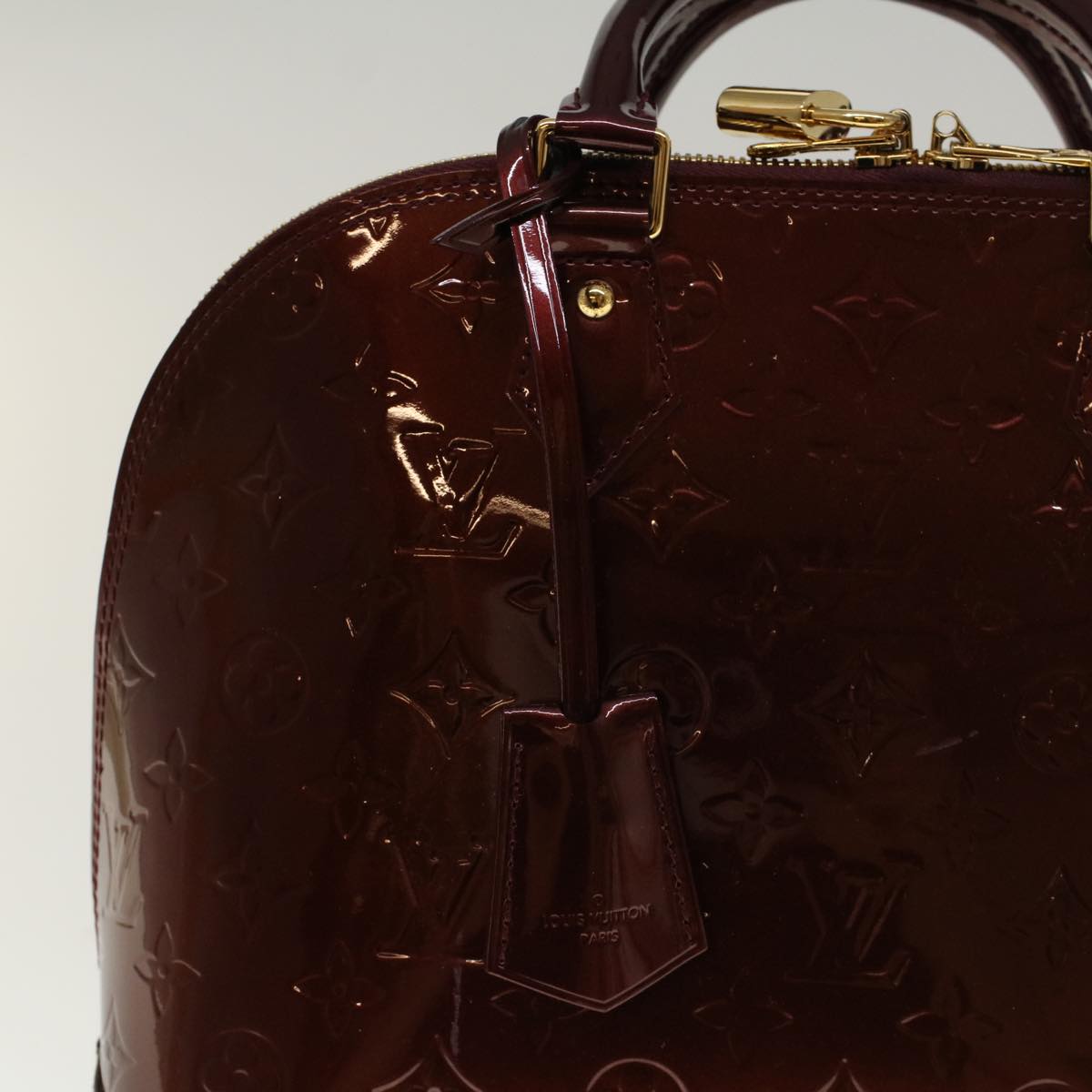 LOUIS VUITTON Monogram Vernis Alma PM Hand Bag Rouge Favist M91691 LV 57728