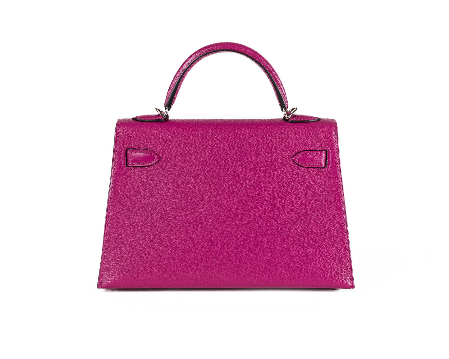 Luxury Hermes 20cm Rose Pourpre Chevre Mini Kelly w/ Palladium Hardware