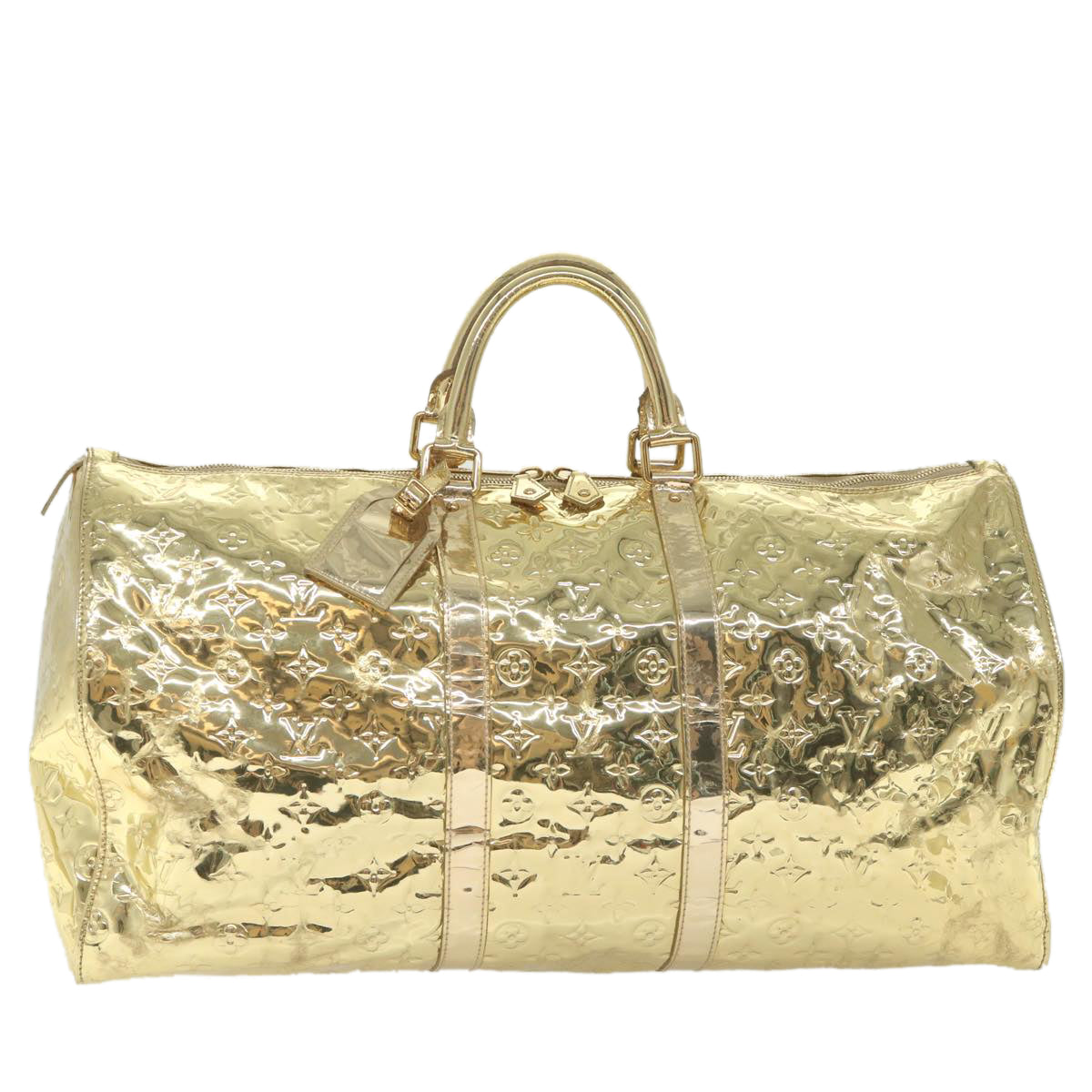 LOUIS VUITTON Monogram Miroir Keepall 55 Boston Bag Gold LV 57842S